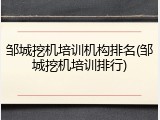 邹城挖机培训机构排名(邹城挖机培训排行)