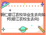 铜仁碧江农校毕业生去向如何(碧江农校生去向)
