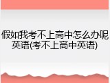 假如我考不上高中怎么办呢英语(考不上高中英语)