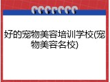 好的宠物美容培训学校(宠物美容名校)