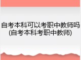 自考本科可以考职中教师吗(自考本科考职中教师)