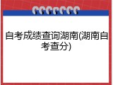 自考成绩查询湖南(湖南自考查分)