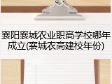襄阳襄城农业职高学校哪年成立(襄城农高建校年份)