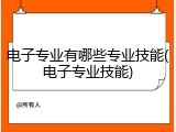 电子专业有哪些专业技能(电子专业技能)
