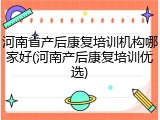 河南省产后康复培训机构哪家好(河南产后康复培训优选)