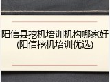 阳信县挖机培训机构哪家好(阳信挖机培训优选)