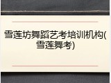 雪莲坊舞蹈艺考培训机构(雪莲舞考)