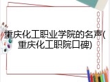 重庆化工职业学院的名声(重庆化工职院口碑)