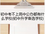 初中考不上高中公办都有什么学校(初中升学备选学校)