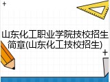 山东化工职业学院技校招生简章(山东化工技校招生)