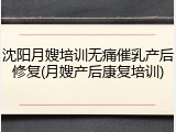 沈阳月嫂培训无痛催乳产后修复(月嫂产后康复培训)