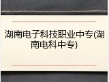 湖南电子科技职业中专(湖南电科中专)