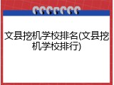 文县挖机学校排名(文县挖机学校排行)
