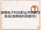 湖南电子科技职业学院教务系统(湖南电科院教务)