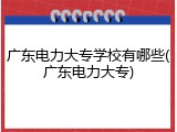 广东电力大专学校有哪些(广东电力大专)