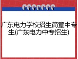 广东电力学校招生简章中专生(广东电力中专招生)