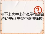 考不上高中上什么学校最合适辽宁(辽宁高中落榜择校)