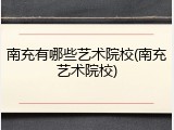 南充有哪些艺术院校(南充艺术院校)
