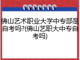 佛山艺术职业大学中专部是自考吗?(佛山艺职大中专自考吗)