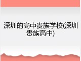 深圳的高中贵族学校(深圳贵族高中)