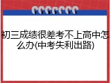初三成绩很差考不上高中怎么办(中考失利出路)