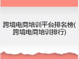 跨境电商培训平台排名榜(跨境电商培训排行)