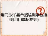 荆门沙洋县单招培训学校推荐(荆门单招培训)