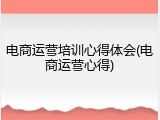 电商运营培训心得体会(电商运营心得)
