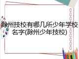 滁州技校有哪几所少年学校名字(滁州少年技校)