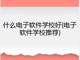 什么电子软件学校好(电子软件学校推荐)