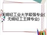 无锡轻工业大学最强专业(无锡轻工王牌专业)