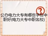 公办电力大专有哪些学校中职好(电力大专中职名校)