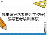 哪里编导艺考培训学校好(编导艺考培训推荐)