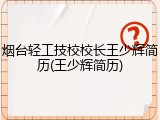 烟台轻工技校校长王少辉简历(王少辉简历)