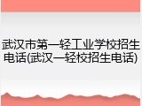武汉市第一轻工业学校招生电话(武汉一轻校招生电话)