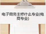 电子商务主修什么专业(电商专业)