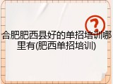 合肥肥西县好的单招培训哪里有(肥西单招培训)