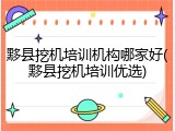 黟县挖机培训机构哪家好(黟县挖机培训优选)