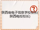 陕西省电子信息学校校长(陕西电校校长)