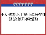 小女孩考不上高中最好的出路(女孩升学出路)
