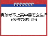 男孩考不上高中要怎么选择(落榜男孩出路)