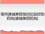 亳州谯城单招培训比较好的机构(谯城单招机构)