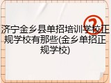 济宁金乡县单招培训学校正规学校有那些(金乡单招正规学校)