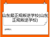 山东最正规叛逆学校(山东正规叛逆学校)