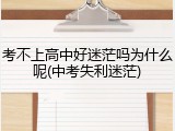 考不上高中好迷茫吗为什么呢(中考失利迷茫)