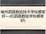 宿州泗县数控技术学校哪家好一点(泗县数控学校哪家好)