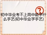 初中毕业考不上高中能学什么手艺(初中毕业学手艺)