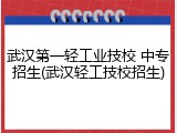 武汉第一轻工业技校 中专招生(武汉轻工技校招生)