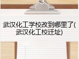 武汉化工学校改到哪里了(武汉化工校迁址)