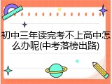 初中三年读完考不上高中怎么办呢(中考落榜出路)